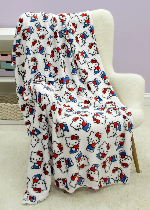Hello Kitty White Heartheld Fleece Throw - One Size Image 1