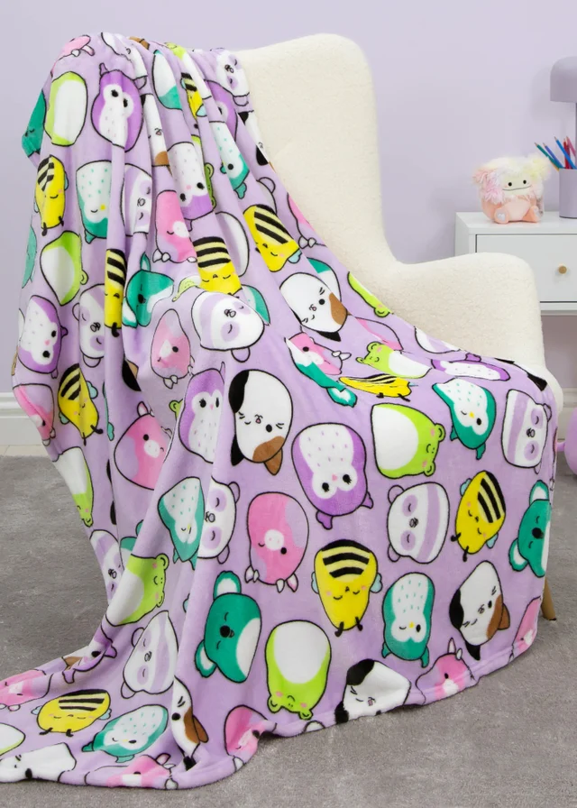 Squishmallows Purple Playful Fleece Colorful Throw