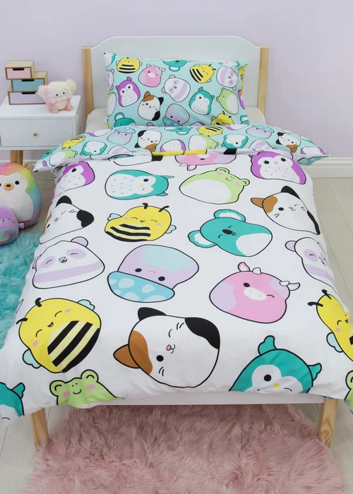 Squishmallows White Happy Brushed Microfiber Duvet Cover Set - Single Image 3