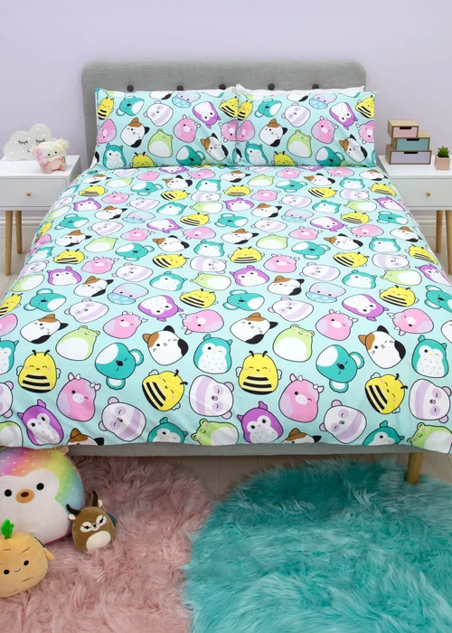 Squishmallows White Happy Brushed Microfiber Duvet Cover Set - Single Image 2