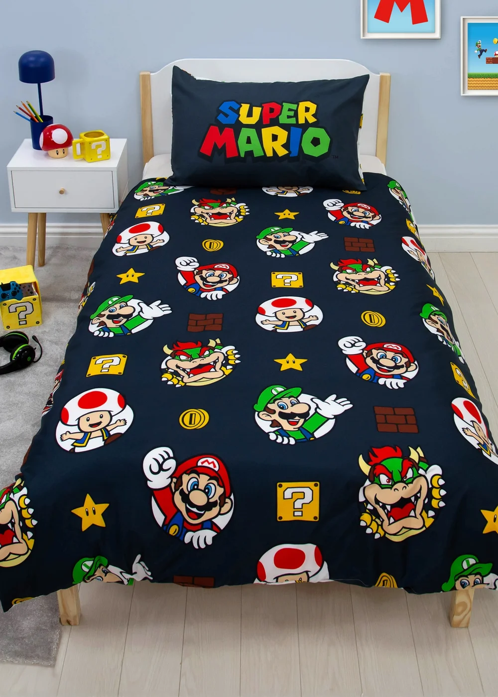 Super Mario Black Duvet Cover Set - Single Image 3