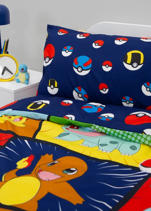 Pokemon Blue Retro Brushed Microfibre Duvet Cover Set - Single Image 3