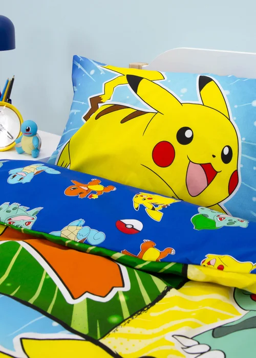 Pokemon Blue Retro Polycotton Duvet Cover Set - Single Image 4