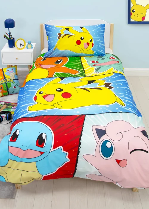 Pokemon Blue Retro Polycotton Duvet Cover Set - Single Image 1