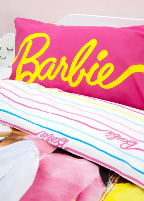 Barbie Pink Unboxed Stripe Polycotton Duvet Cover Set - Single Image 4