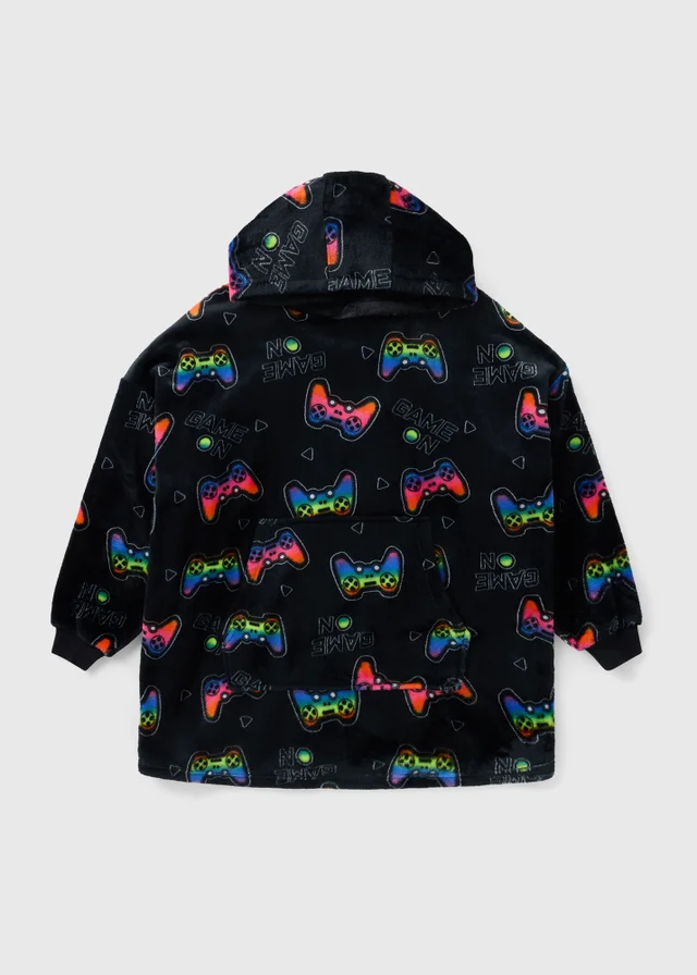 Boys Black Gaming Snuggle Hoodie (3-13yrs)