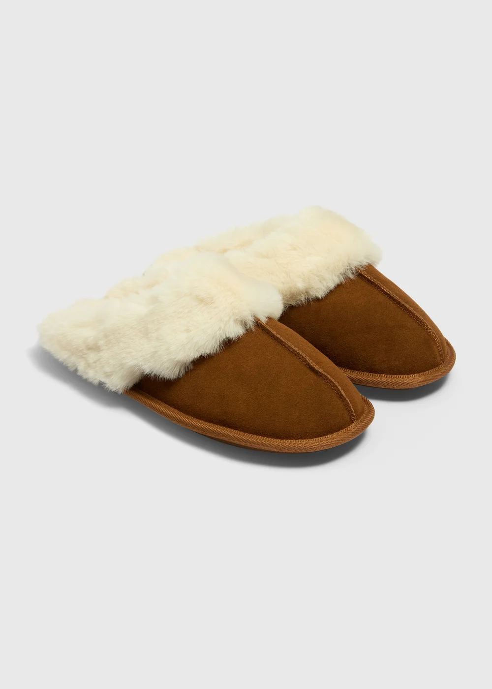 Tan Suede Trim Mules - Small Image 1