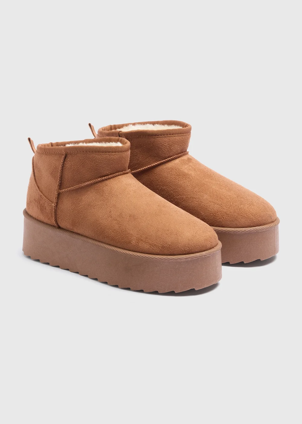 Tan Platform Snug Boots - Size 3 Image 1