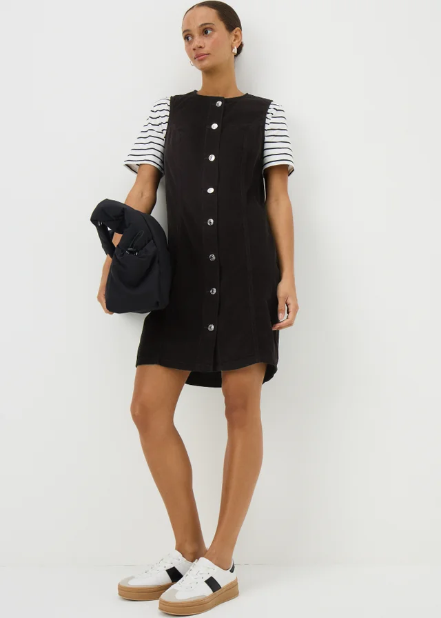 Black Cord Button Pinafore