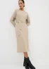 Beige Belted Ribbed Dress - 22 Image 1