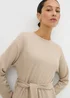 Beige Belted Ribbed Dress - 22 Image 3