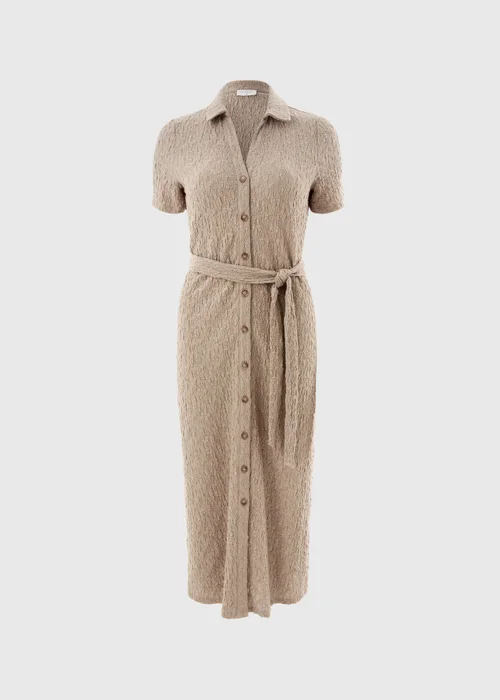 Papaya Petite Taupe Textured Shirt Midi Dress - 6 Image 4