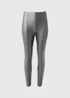 Silver Metallic Faux Leather Leggings - 10 Image 4