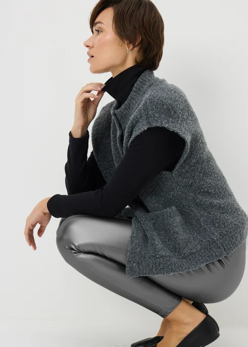 Silver Metallic Faux Leather Leggings - 10 Image 2