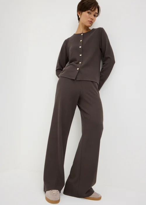 Chocolate Soft Touch Co Ord Trousers - Size 26 29 leg Image 1
