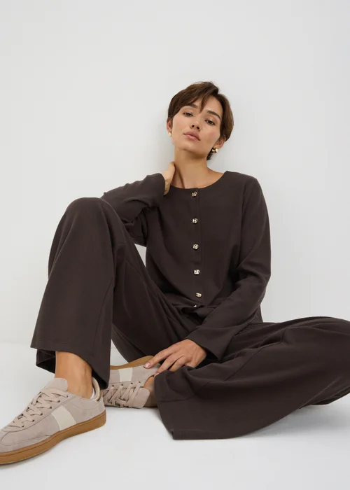 Chocolate Soft Touch Co Ord Trousers - Size 26 29 leg Image 2