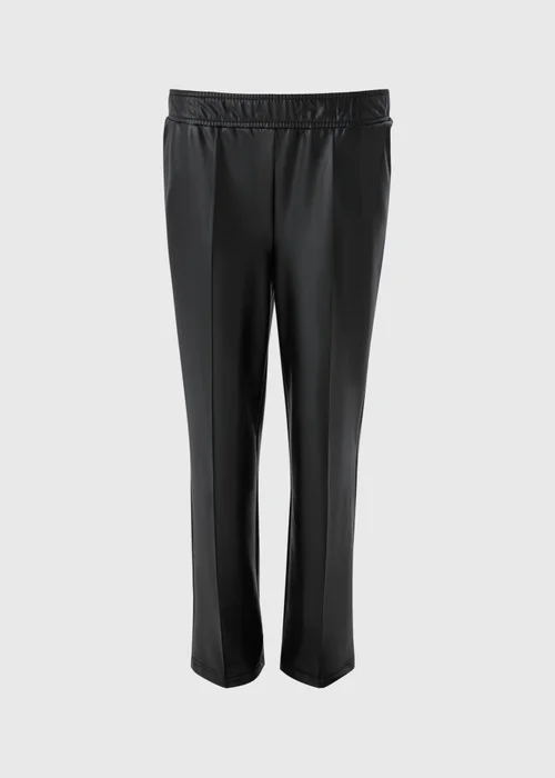 Black Faux Leather Straight Trousers - Size 24 Image 3