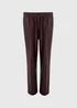 Burgundy Faux Leather Straight Leg Trousers - Size 26 Image 3