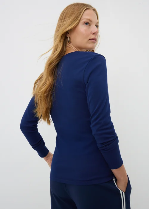 Navy V-Neck Long Sleeved Fitted T-Shirt - Size 28 Image 3