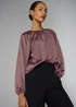 Et Vous Mauve Satin Blouse - Size 22 Image 1