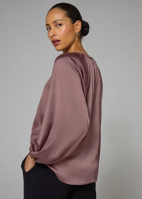 Et Vous Mauve Satin Blouse - Size 22 Image 3