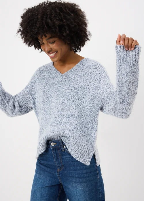 Denim Blue V-Neck Twist Jumper - S Image 2