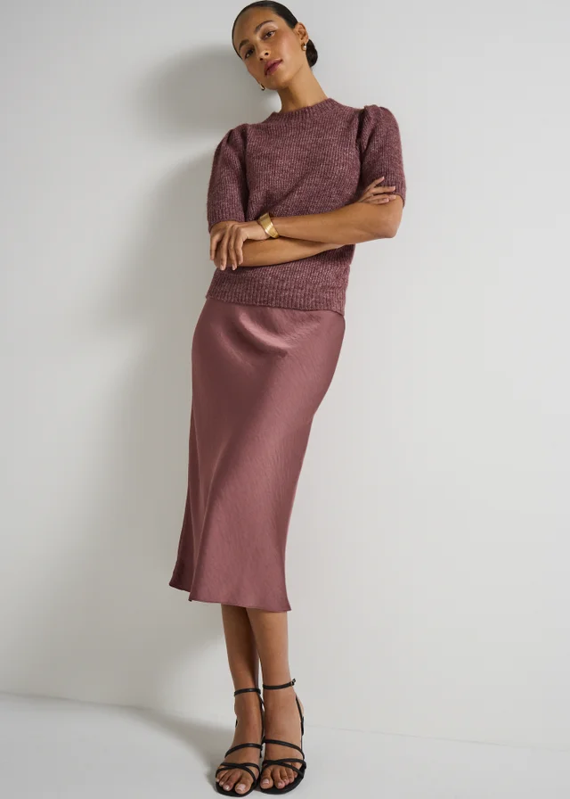 Et Vous Mauve Satin Midaxi Skirt