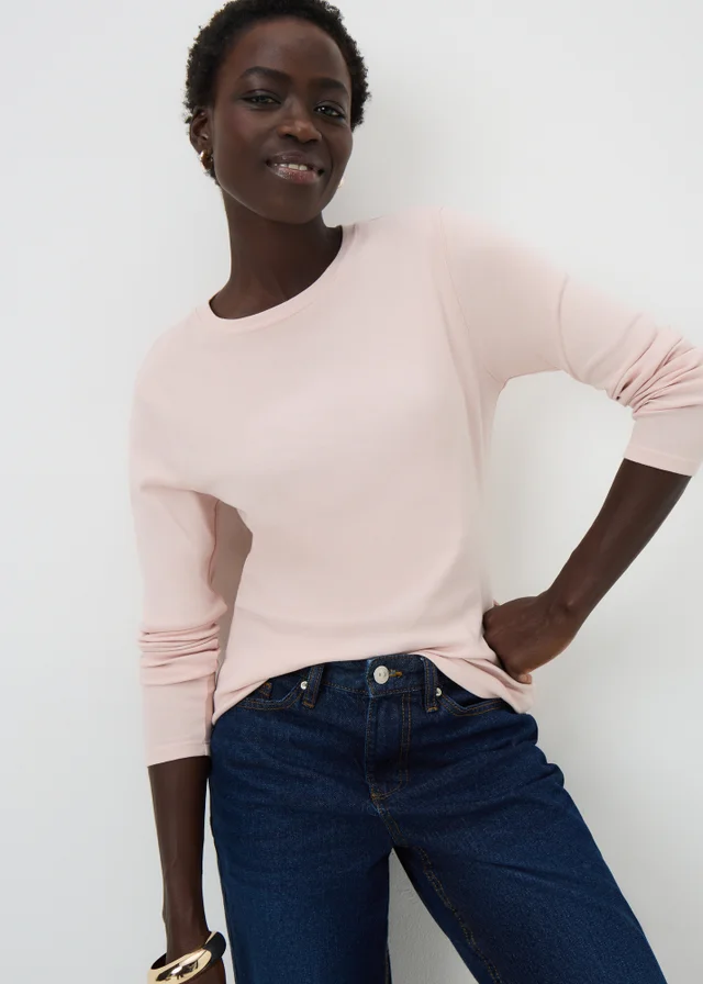 Pink Long Sleeve Fitted Top