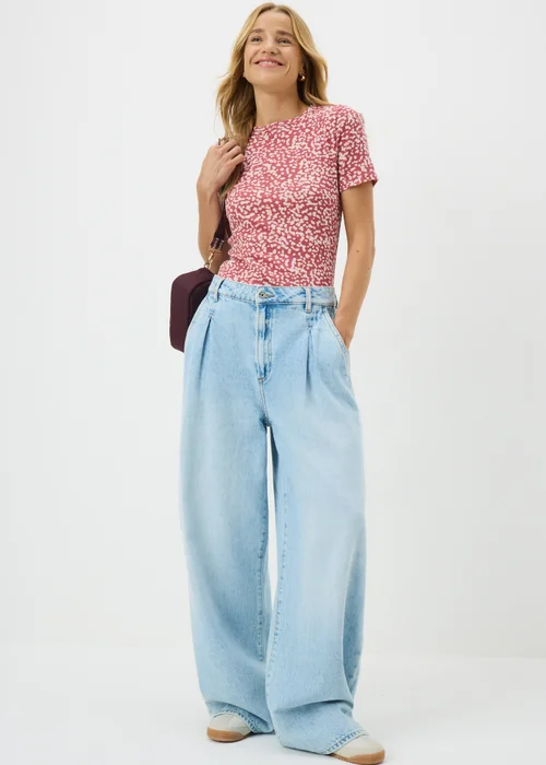 Dark Pink Spot Print Fitted T-Shirt - Size 28 Image 1