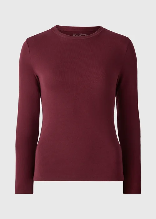 Burgundy Fitted Long Sleeve Top - Size 28 Image 4