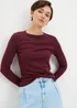 Burgundy Fitted Long Sleeve Top - Size 28 Image 1