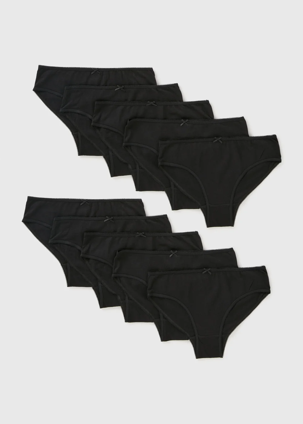 10 Pack Girls Black Briefs (2-13yrs) - Age 2 - 3 Years Image 1