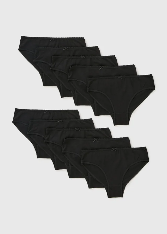 10 Pack Girls Black Briefs (2-13yrs)