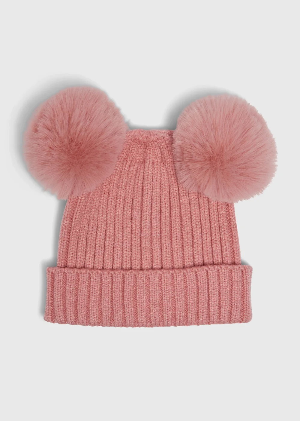Baby Pink Double Pom Beanie (Newborn-24mths) - Age 0 - 3 Months Image 1