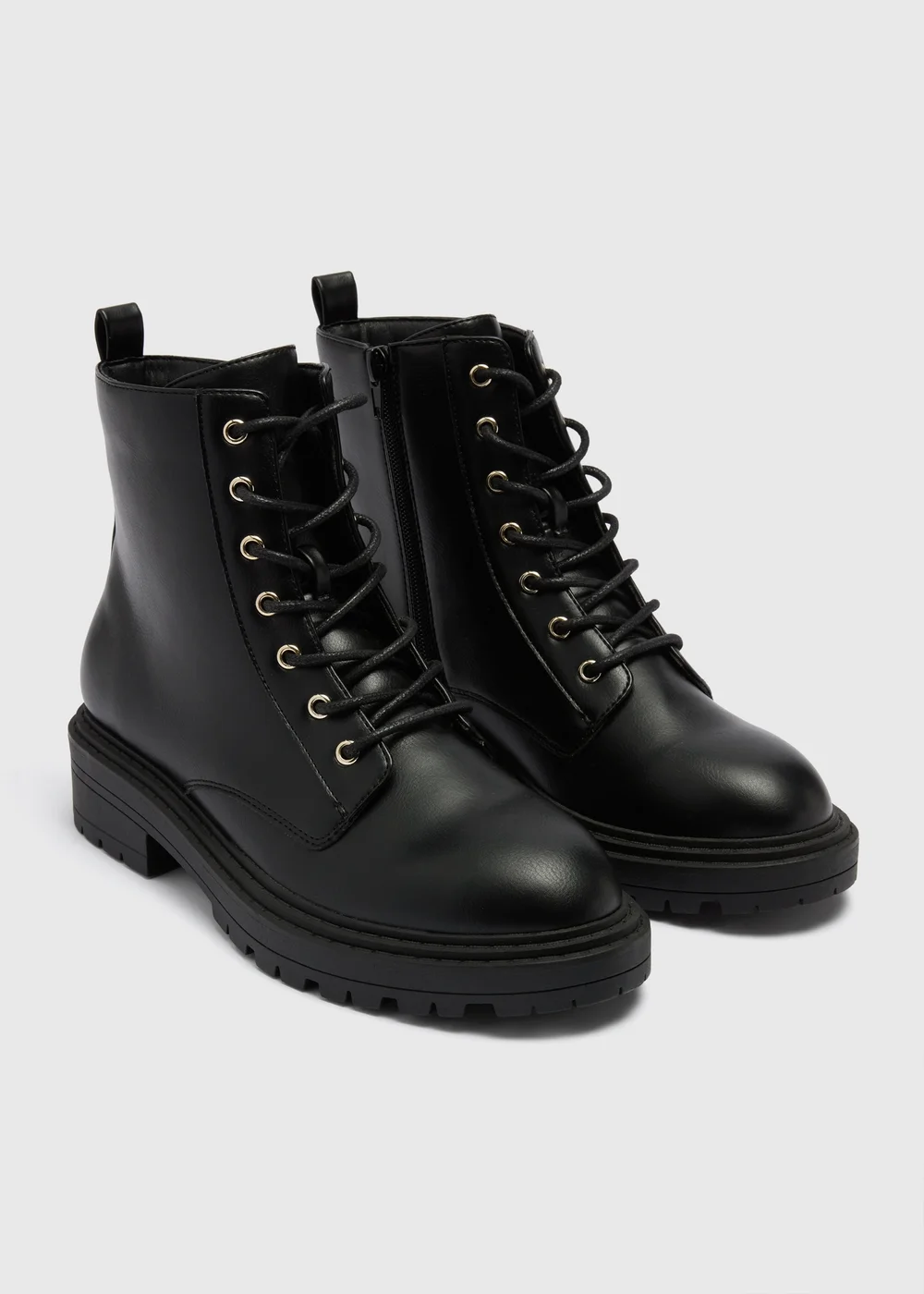 Black Lace Up Boots - Size 4 Image 1