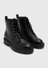 Black Lace Up Boots - Size 4 Image 1