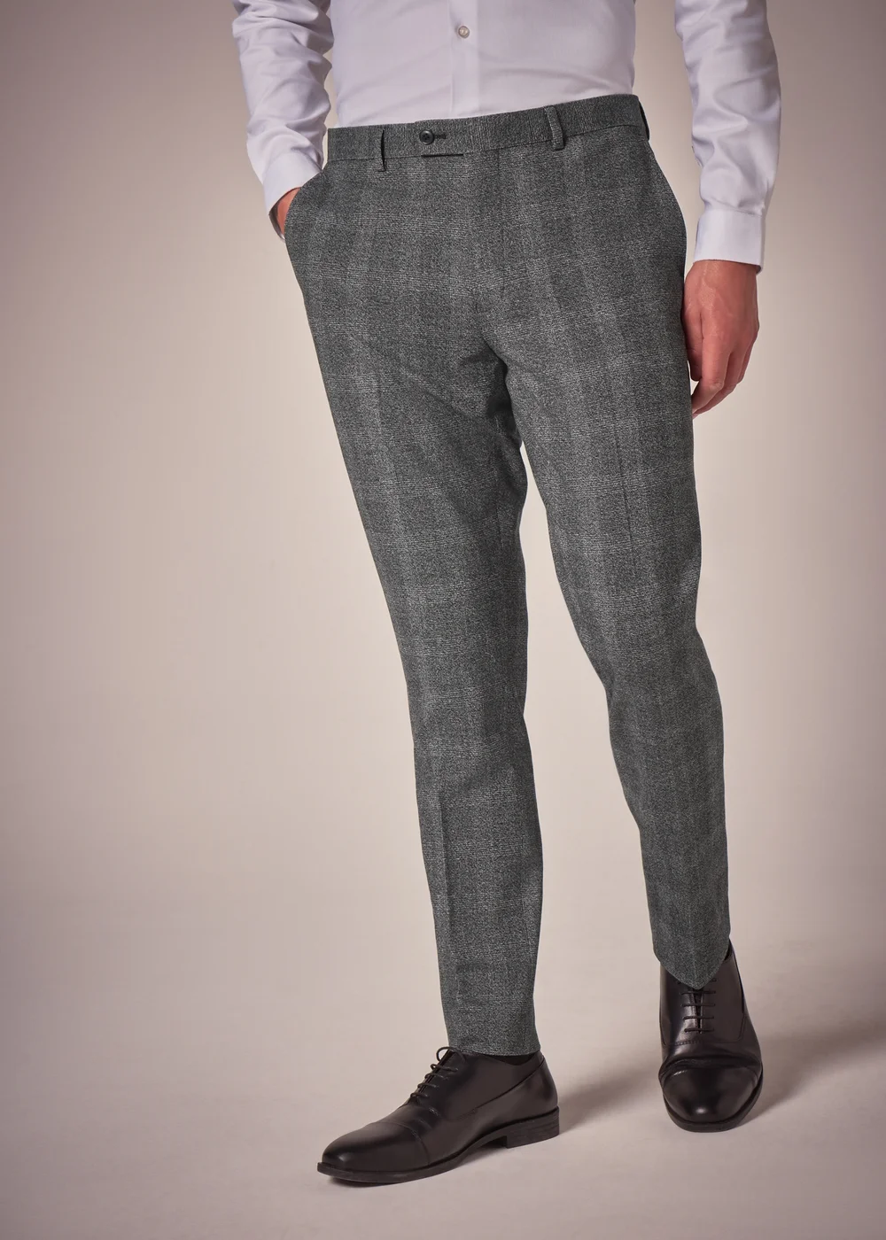 Taylor & Wright Stanton Grey Check Slim Fit Trousers - 26 Waist 29 Leg Image 1