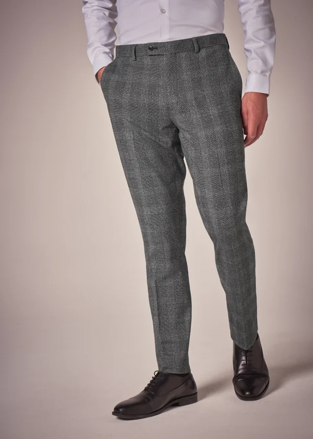 Taylor & Wright Stanton Grey Check Slim Fit Trousers