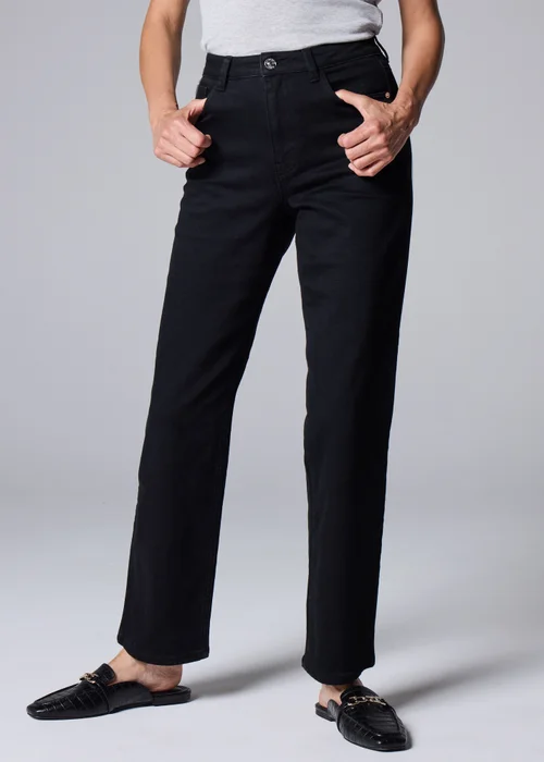 Black Straight Leg Jeans - Size 08 29 leg Image 3