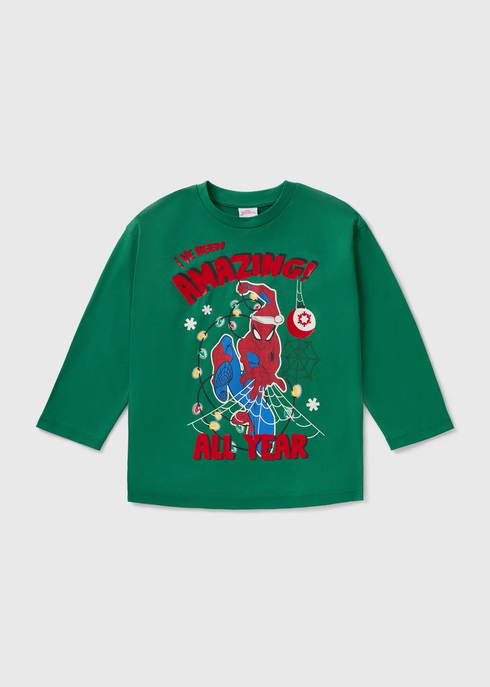 Boys Green Spiderman Christmas T-Shirt (1-7yrs) - 1 to 1 half years Image 1