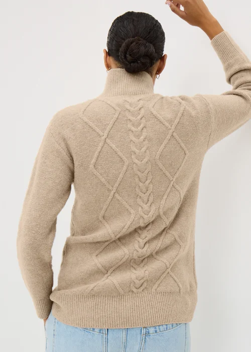 Beige Quarter Zip Tunic Jumper - S Image 3