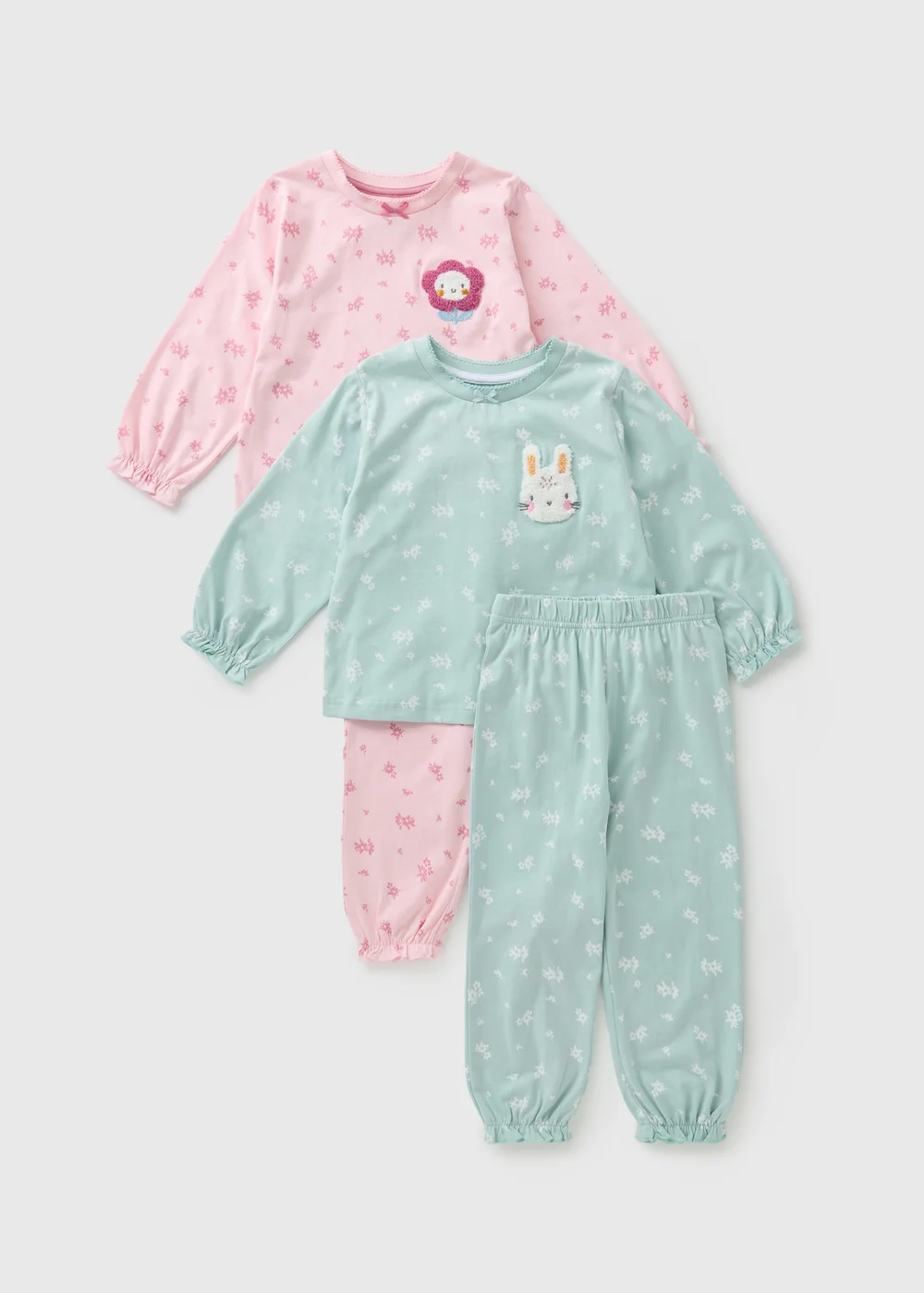 2 Pack Girls Pink Woodland Pyjama Set (1-7yrs) - Age 3 - 4 Years Image 1