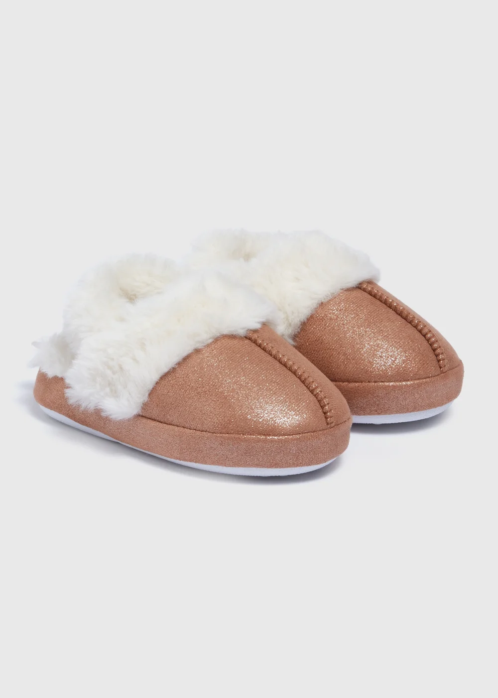Girls Tan Mule Snug Slippers (Younger 4-12) - Size 5 Infants Image 1