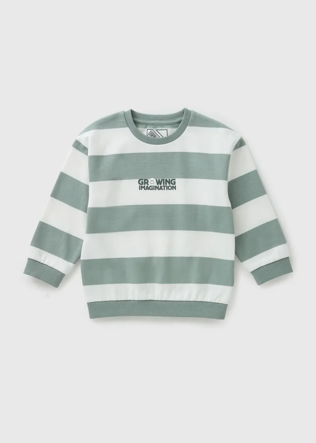 Boys Sage Stripe Growing Imagination Sweatshirt (1-7yrs)