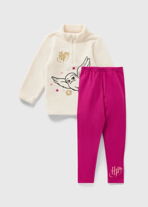 Harry Potter Girls Cream Hedwig Zip Fleece & Legging Set (4-13yrs) - Age 12 Years Image 1