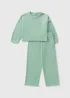 Girls Sage Ribbed Fleece Pyjama Set (4-13yrs) - Age 4 Years Image 1