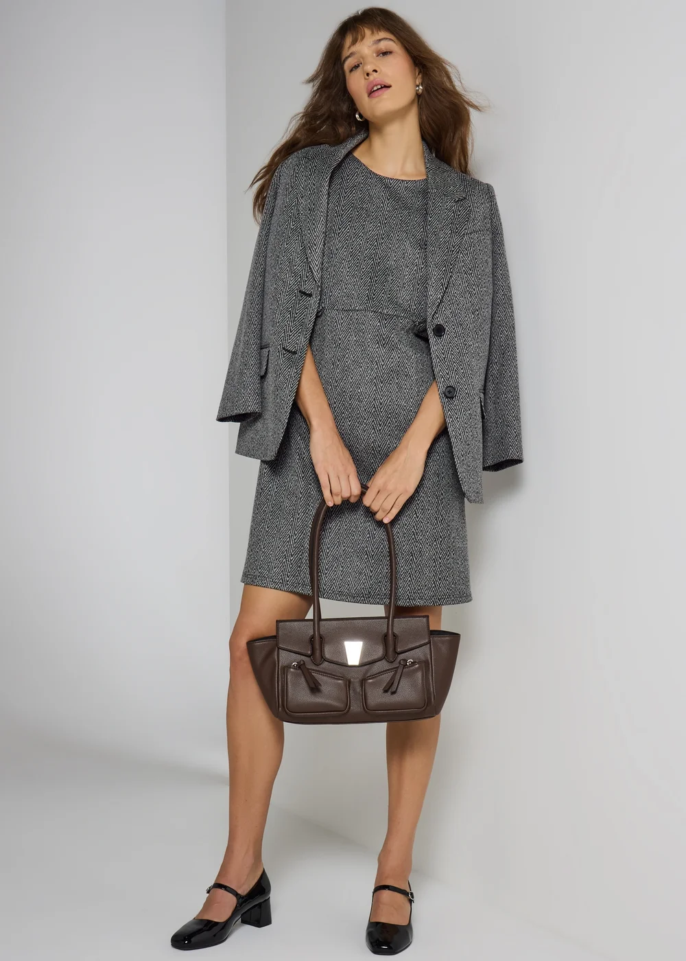 Et Vous Grey Ponte Zig Zag Dress - Size 16 Image 1