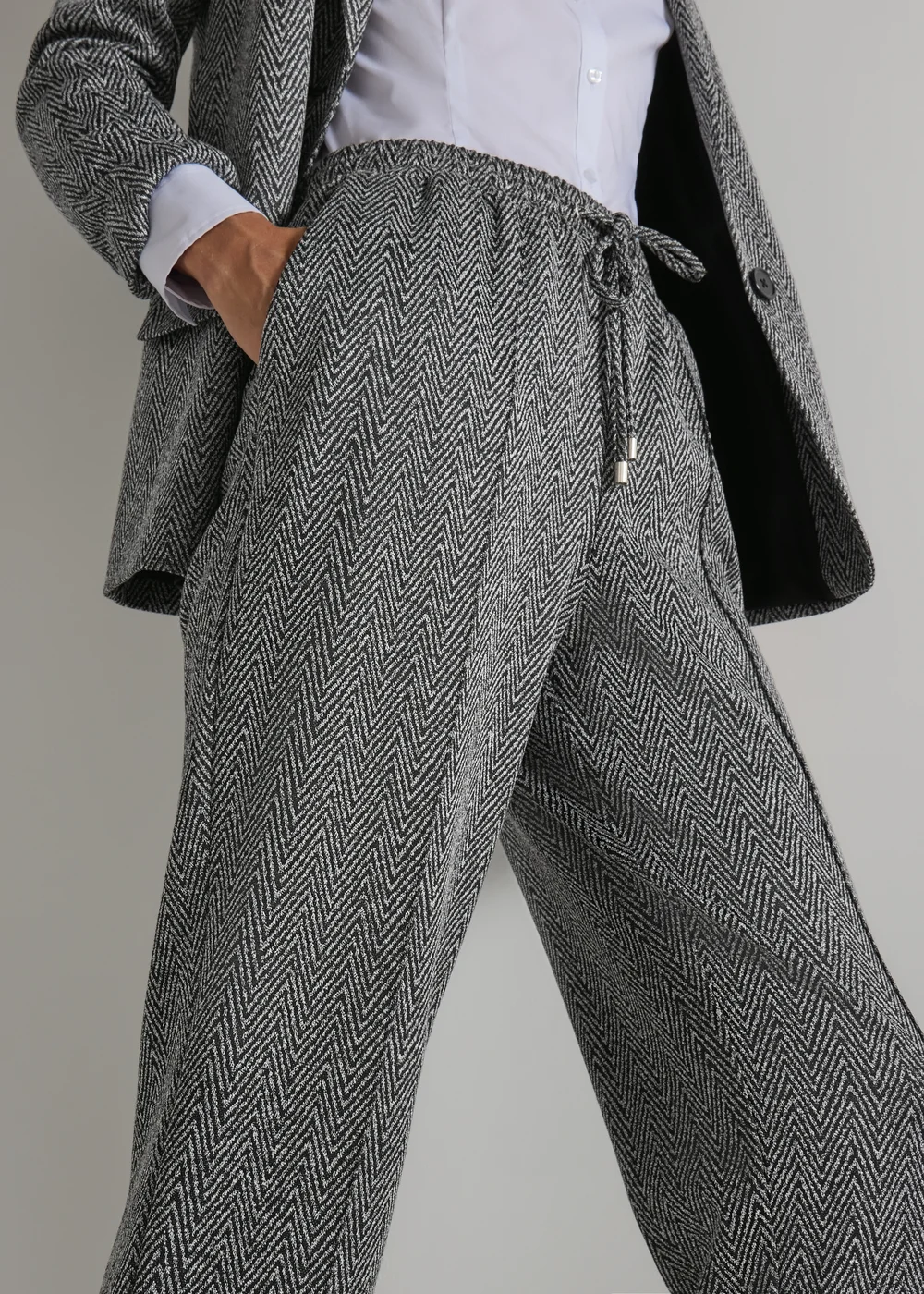 Et Vous Grey Zigzag Ponte Trousers - Size 24 Image 2
