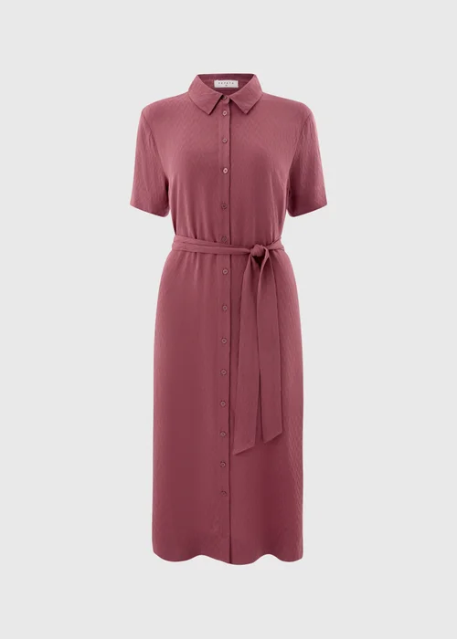 Raspberry Zig Zag Texture Shirt Midi Dress - Size 20 Image 4