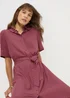 Raspberry Zig Zag Texture Shirt Midi Dress - Size 20 Image 3